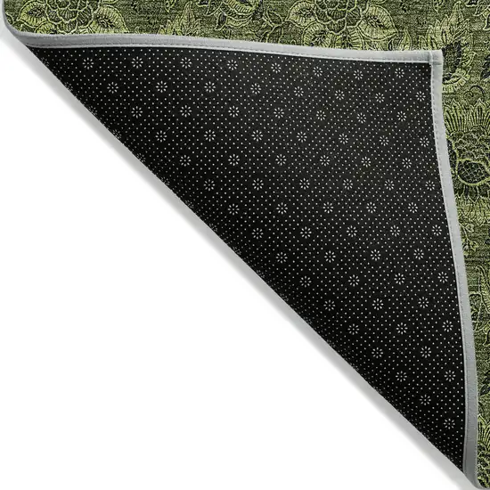 Olive Green And Fern Green Floral Washable Indoor Outdoor Area Rug Photo 4