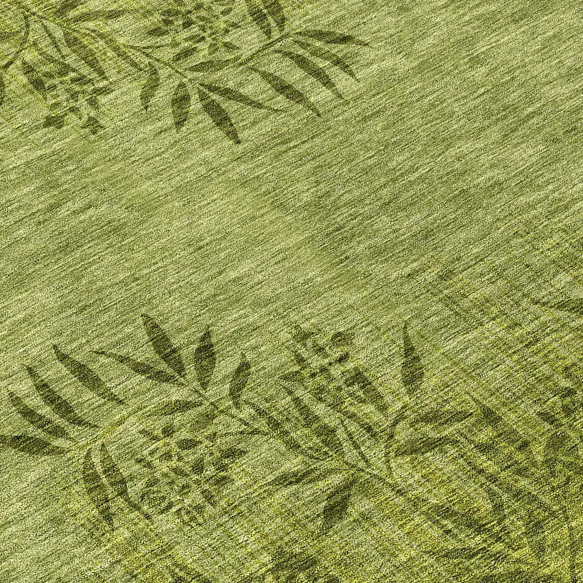 Olive Green And Fern Green Floral Washable Indoor Outdoor Area Rug Photo 7