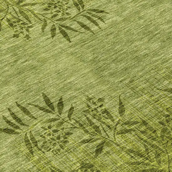 Olive Green And Fern Green Floral Washable Indoor Outdoor Area Rug Photo 8
