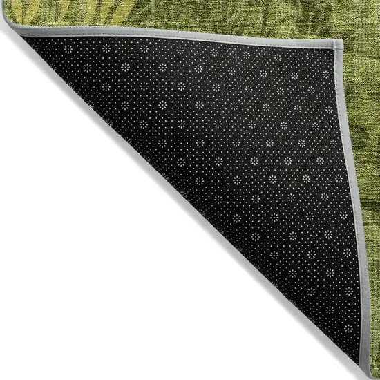Olive Green And Fern Green Floral Washable Indoor Outdoor Area Rug Photo 4