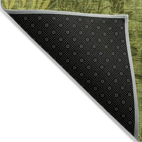 Olive Green And Fern Green Floral Washable Indoor Outdoor Area Rug Photo 4
