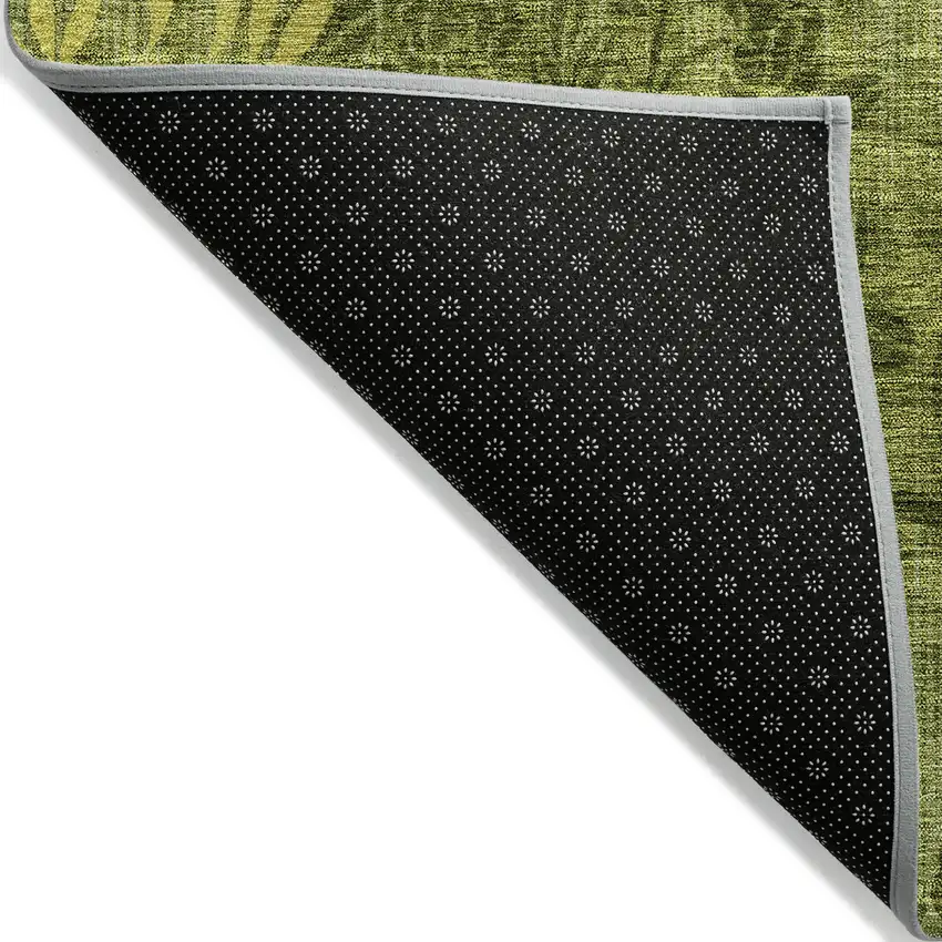 Olive Green And Fern Green Floral Washable Indoor Outdoor Area Rug Photo 4