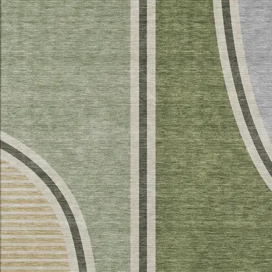 Olive Green And Fern Green Geometric Washable Indoor Outdoor Area Rug Photo 2