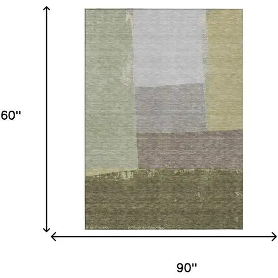 Olive Green And Fern Green Geometric Washable Indoor Outdoor Area Rug Photo 7
