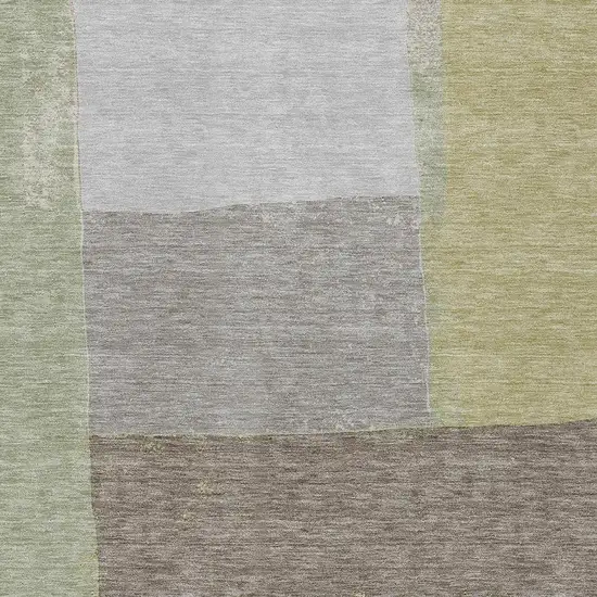 Olive Green And Fern Green Geometric Washable Indoor Outdoor Area Rug Photo 3