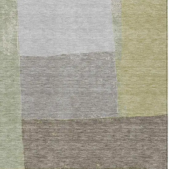 Olive Green And Fern Green Geometric Washable Indoor Outdoor Area Rug Photo 3