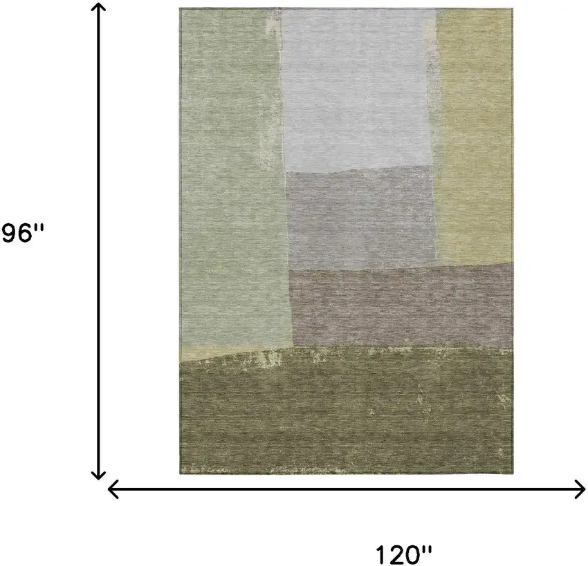 Olive Green And Fern Green Geometric Washable Indoor Outdoor Area Rug Photo 7