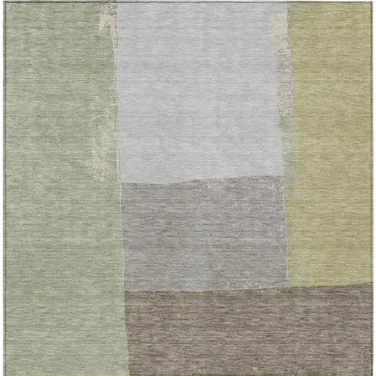 Olive Green And Fern Green Geometric Washable Indoor Outdoor Area Rug Photo 4