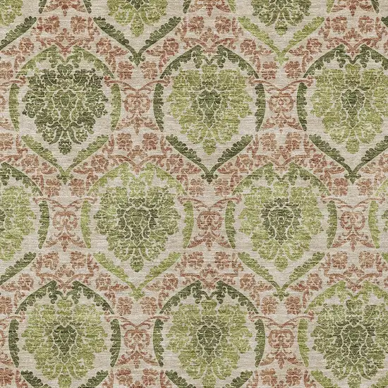 Olive Green And Fern Green Medallion Washable Indoor Outdoor Area Rug Photo 7