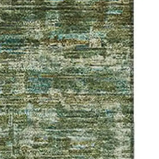 Olive Green And Fern Green Oriental Washable Area Rug With UV Protection Photo 2