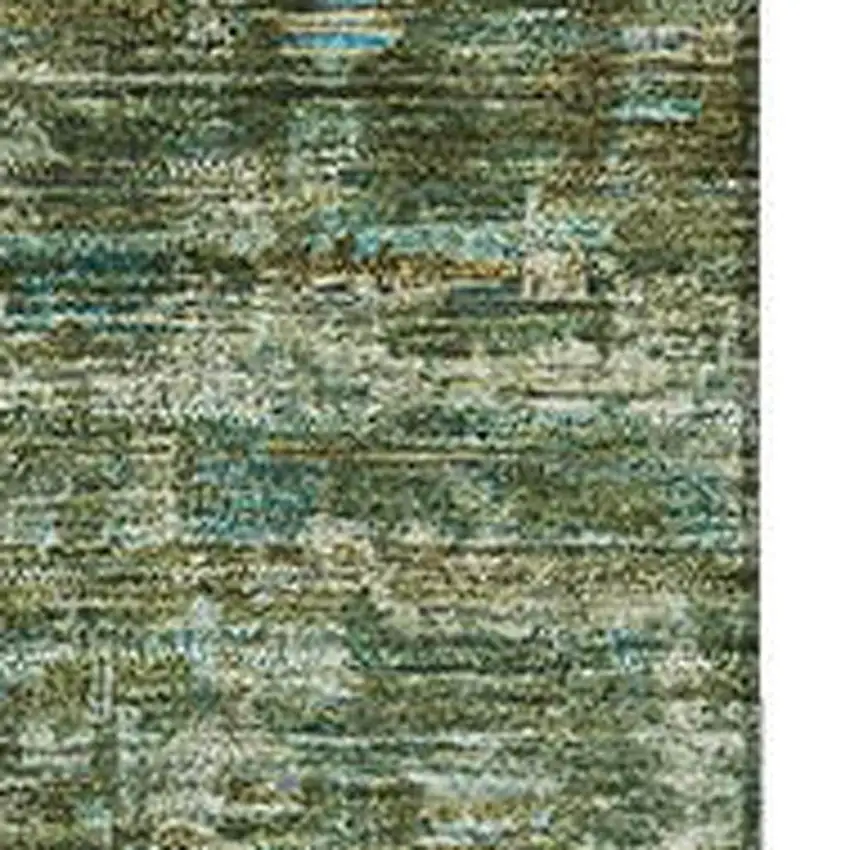 Olive Green And Fern Green Oriental Washable Area Rug With UV Protection Photo 2