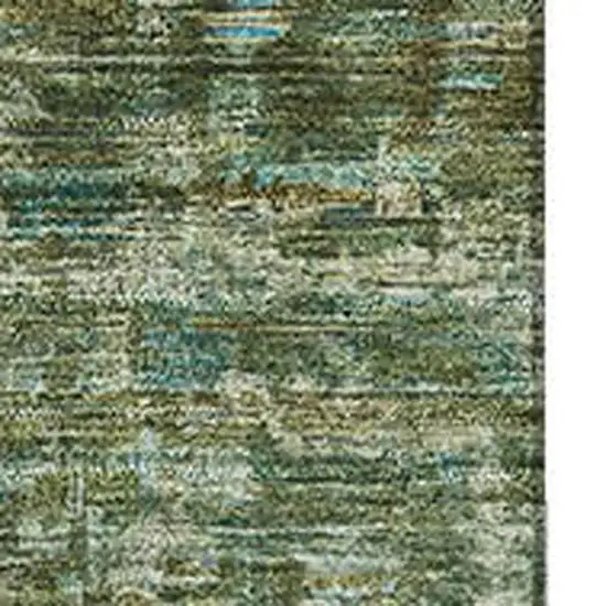 Olive Green And Fern Green Oriental Washable Area Rug With UV Protection Photo 2