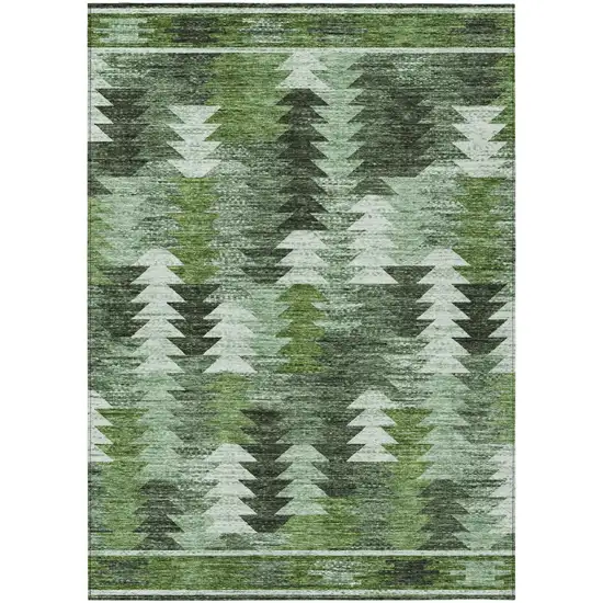 Olive Green And Fern Green Southwestern Washable Indoor Outdoor Area Rug Photo 2