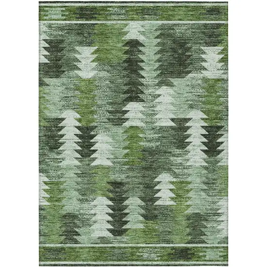 Olive Green And Fern Green Southwestern Washable Indoor Outdoor Area Rug Photo 2