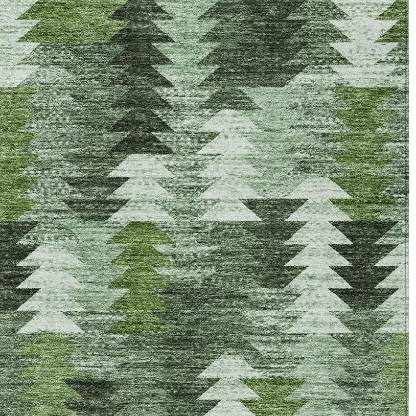 Olive Green And Fern Green Southwestern Washable Indoor Outdoor Area Rug Photo 5
