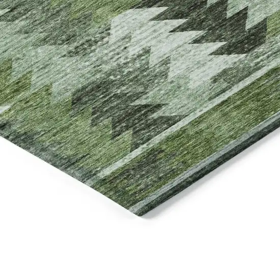 Olive Green And Fern Green Southwestern Washable Indoor Outdoor Area Rug Photo 4
