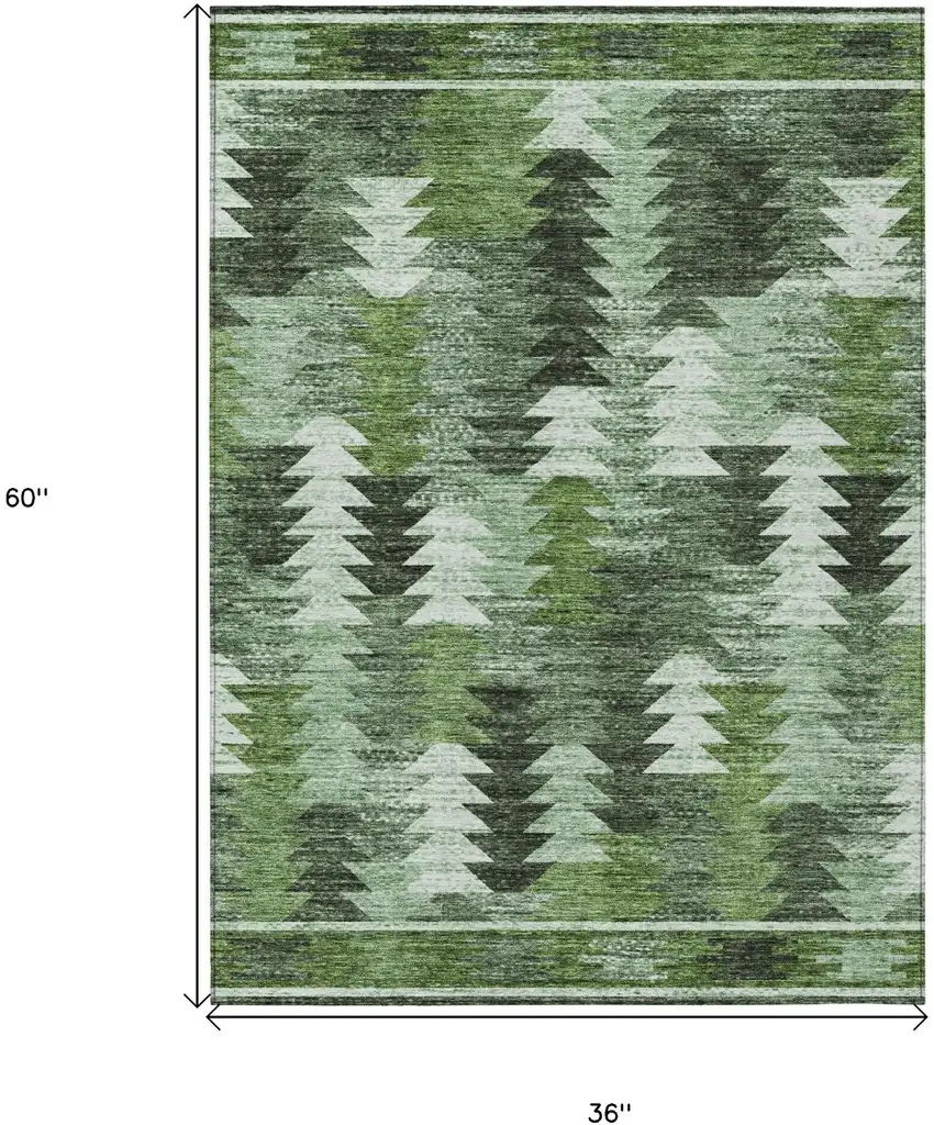 Olive Green And Fern Green Southwestern Washable Indoor Outdoor Area Rug Photo 7