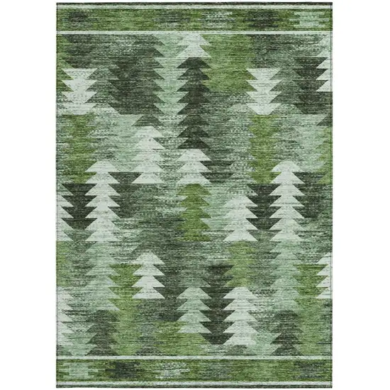 Olive Green And Fern Green Southwestern Washable Indoor Outdoor Area Rug Photo 6