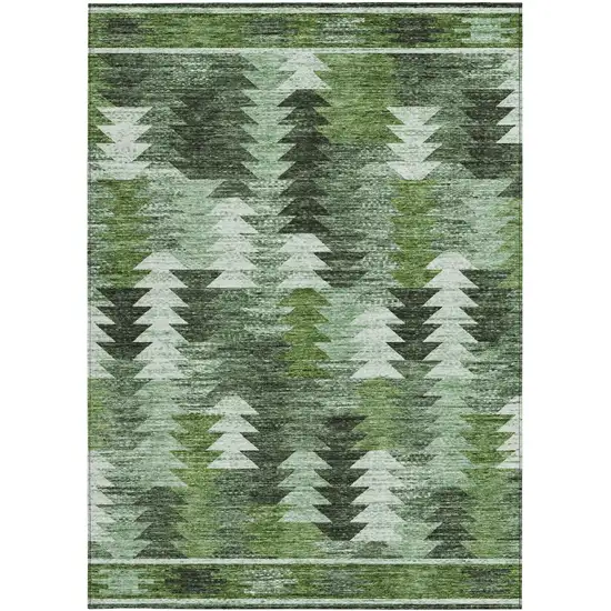 Olive Green And Fern Green Southwestern Washable Indoor Outdoor Area Rug Photo 6