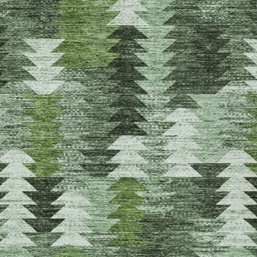 Olive Green And Fern Green Southwestern Washable Indoor Outdoor Area Rug Photo 6