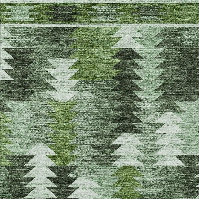 Olive Green And Fern Green Southwestern Washable Indoor Outdoor Area Rug Photo 6