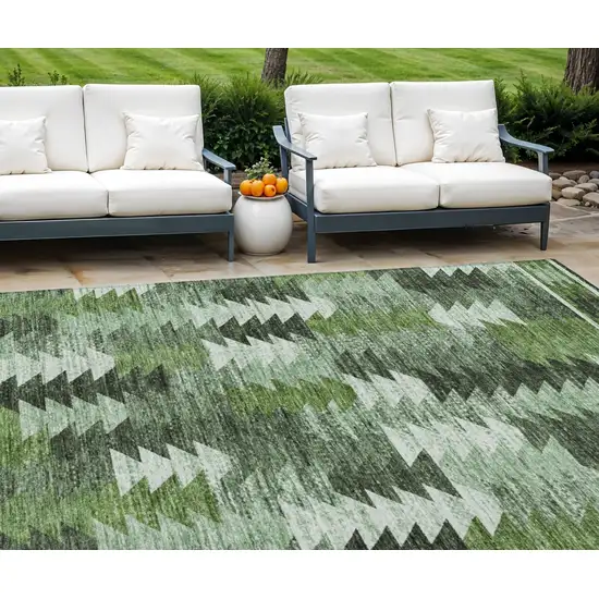 Olive Green And Fern Green Southwestern Washable Indoor Outdoor Area Rug Photo 1