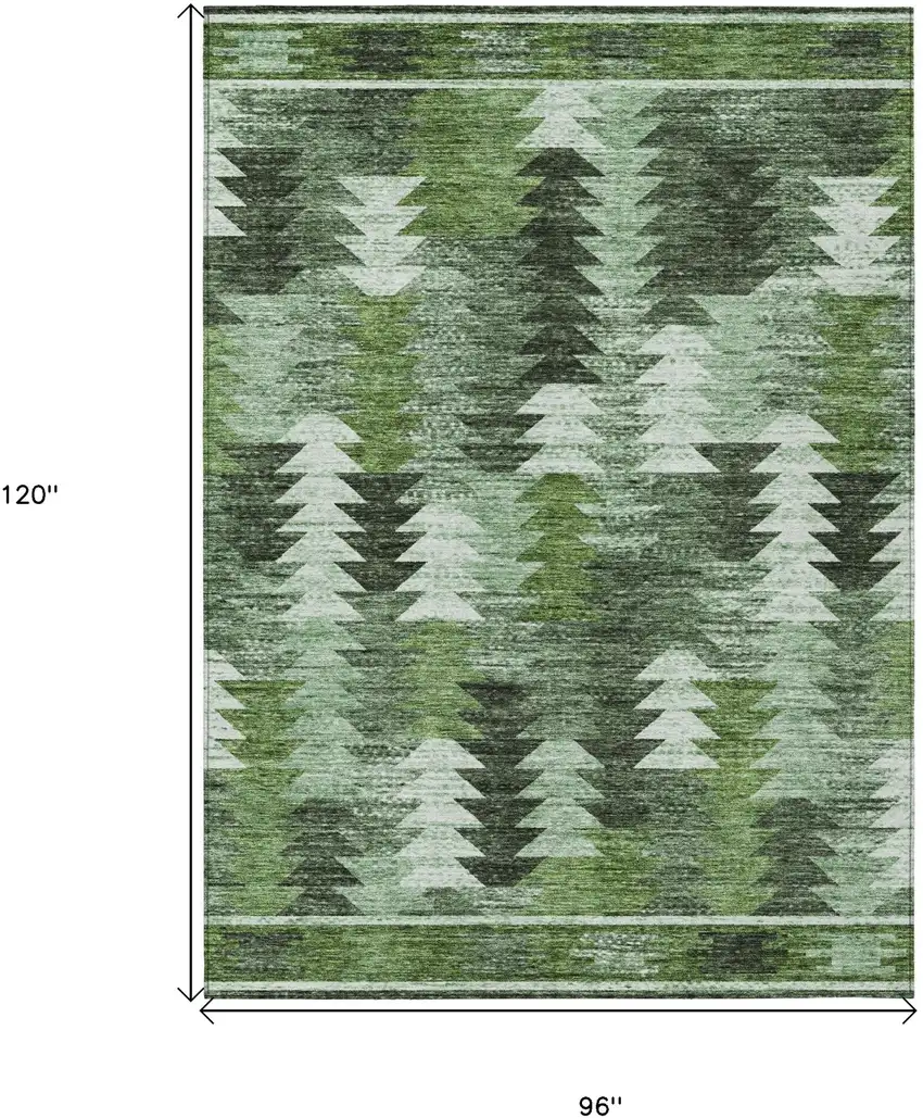 Olive Green And Fern Green Southwestern Washable Indoor Outdoor Area Rug Photo 3