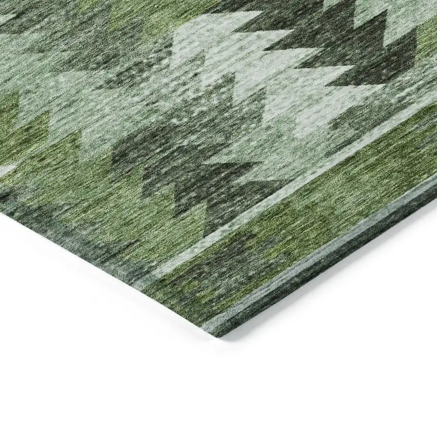 Olive Green And Fern Green Southwestern Washable Indoor Outdoor Area Rug Photo 5