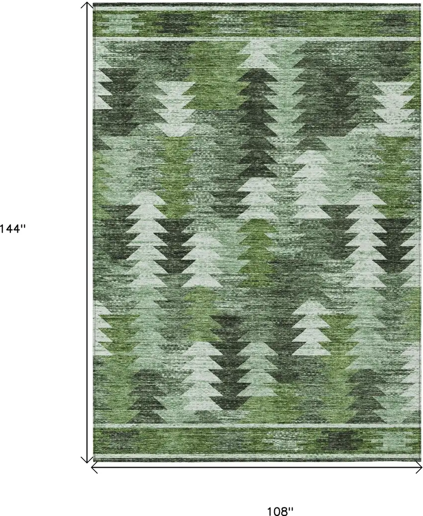 Olive Green And Fern Green Southwestern Washable Indoor Outdoor Area Rug Photo 3