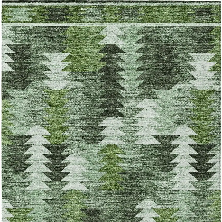 Olive Green And Fern Green Southwestern Washable Indoor Outdoor Area Rug Photo 7