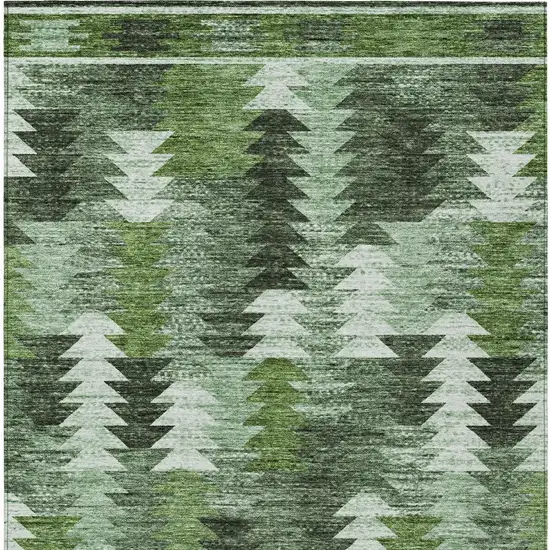 Olive Green And Fern Green Southwestern Washable Indoor Outdoor Area Rug Photo 7