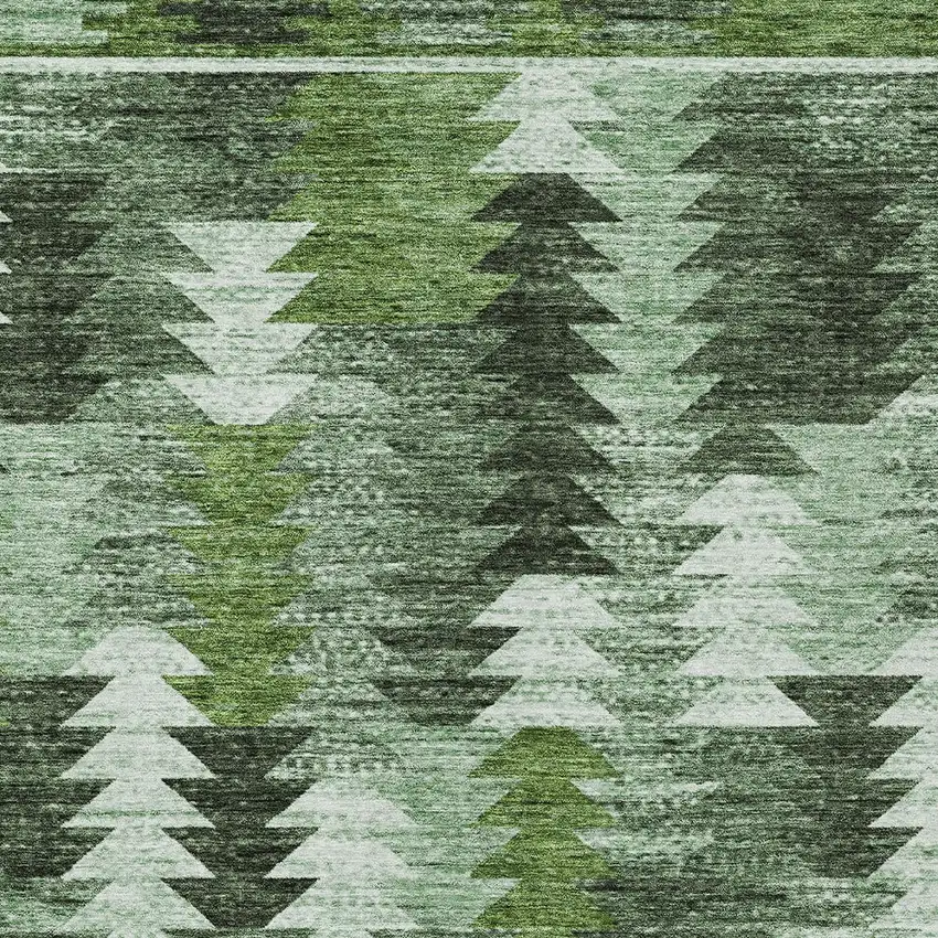 Olive Green And Fern Green Southwestern Washable Indoor Outdoor Area Rug Photo 6