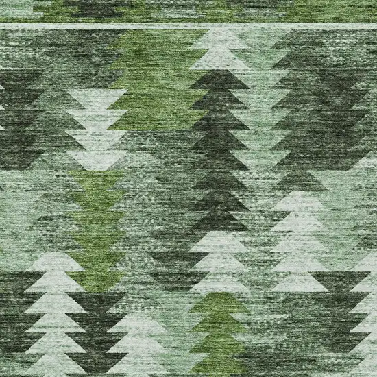 Olive Green And Fern Green Southwestern Washable Indoor Outdoor Area Rug Photo 6