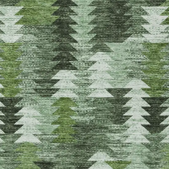 Olive Green And Fern Green Southwestern Washable Indoor Outdoor Area Rug Photo 6