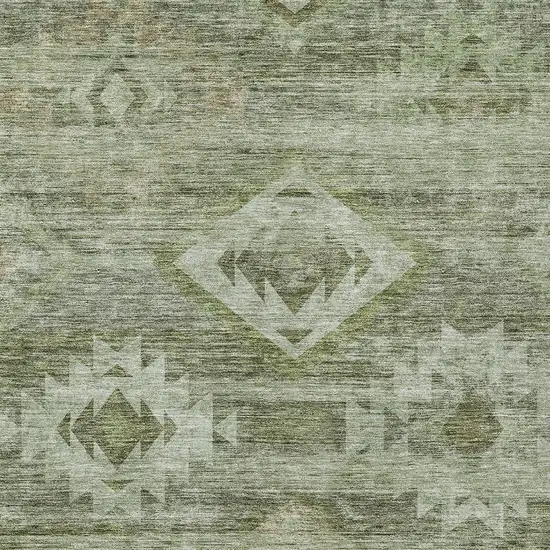 Olive Green And Fern Green Southwestern Washable Indoor Outdoor Area Rug Photo 6