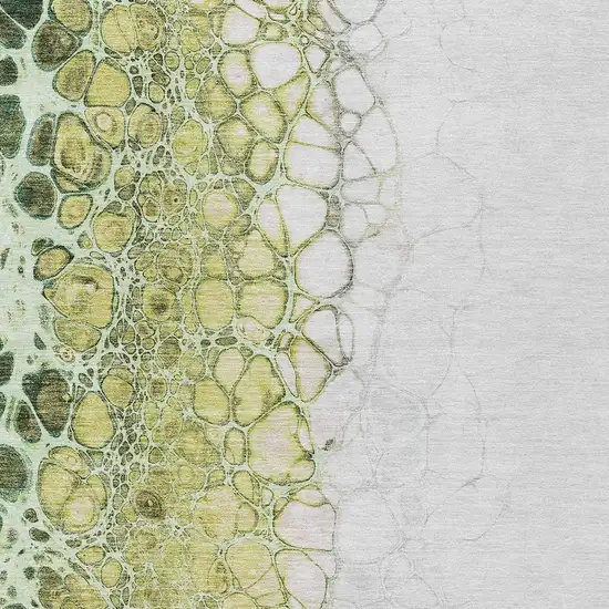Olive Green And Gold Abstract Washable Indoor Outdoor Area Rug Photo 5