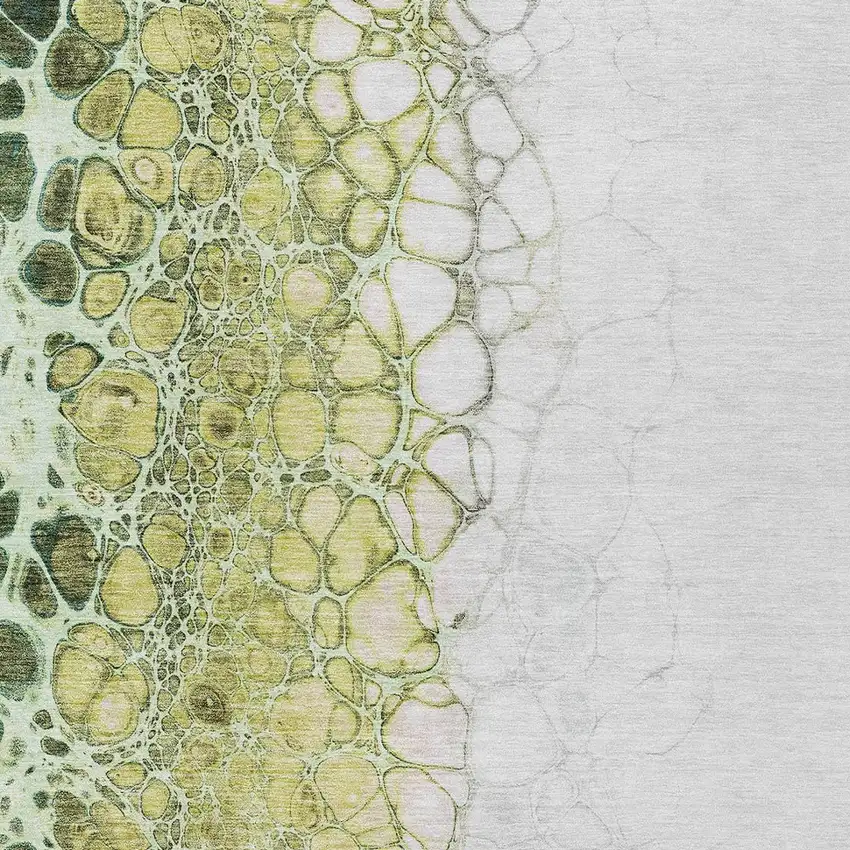 Olive Green And Gold Abstract Washable Indoor Outdoor Area Rug Photo 5