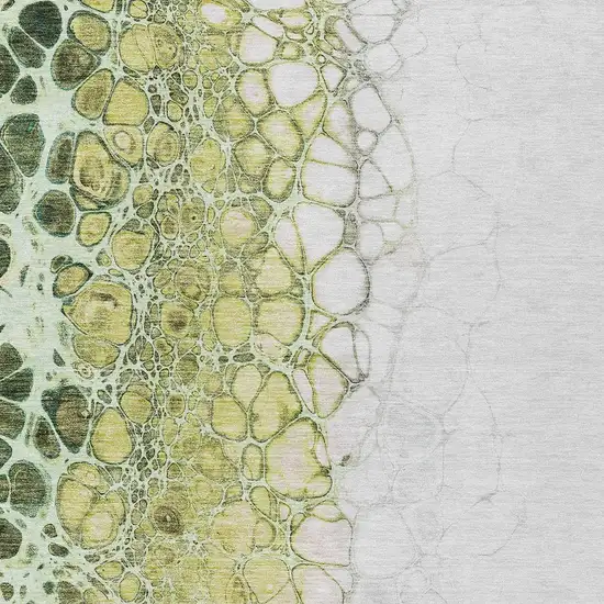 Olive Green And Gold Abstract Washable Indoor Outdoor Area Rug Photo 5