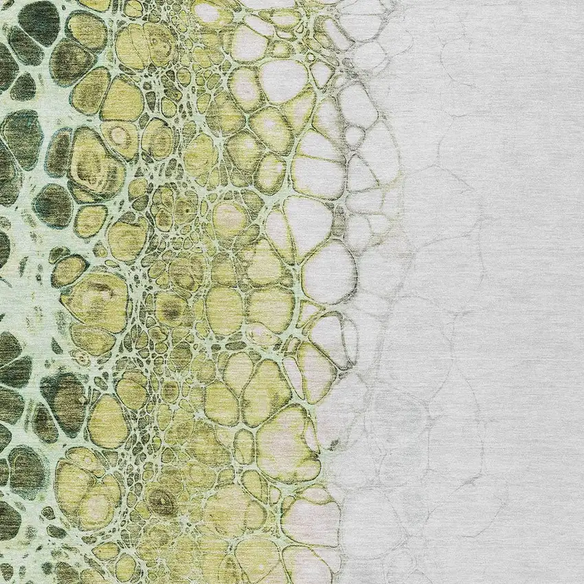 Olive Green And Gold Abstract Washable Indoor Outdoor Area Rug Photo 5
