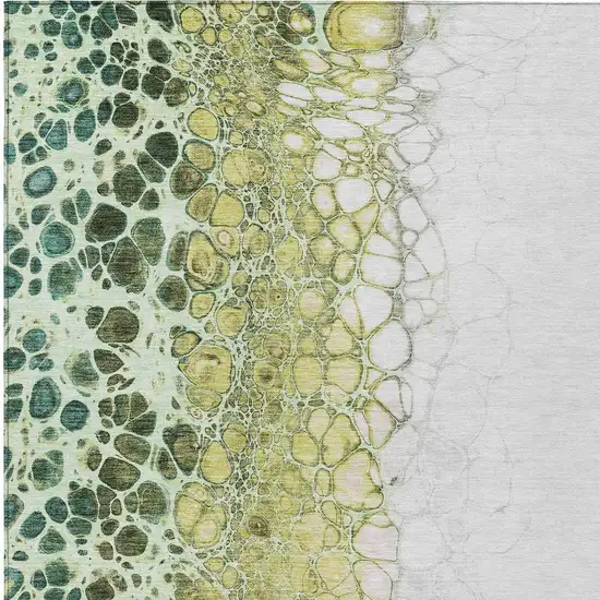 Olive Green And Gold Abstract Washable Indoor Outdoor Area Rug Photo 6
