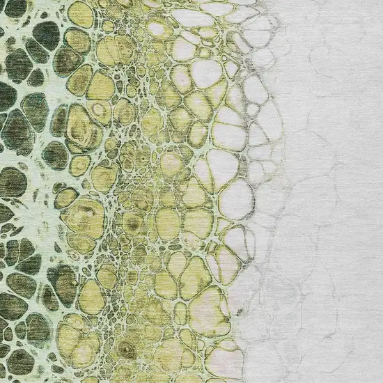 Olive Green And Gold Abstract Washable Indoor Outdoor Area Rug Photo 5