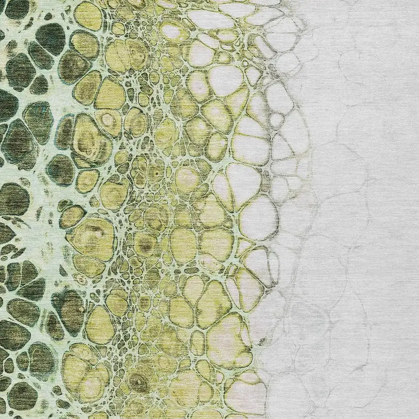 Olive Green And Gold Abstract Washable Indoor Outdoor Area Rug Photo 5
