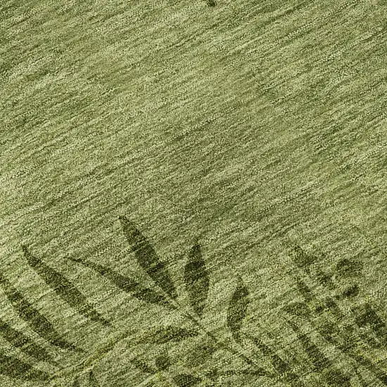 Olive Green And Gold Floral Washable Area Rug With UV Protection Photo 8