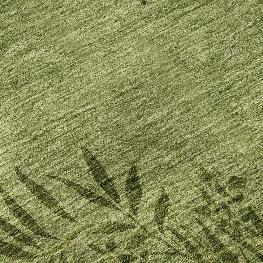 Olive Green And Gold Floral Washable Area Rug With UV Protection Photo 8