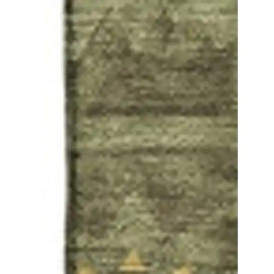 Olive Green And Gold Geometric Washable Area Rug With UV Protection Photo 3