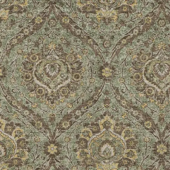 Olive Green And Granite Gray Floral Washable Indoor Outdoor Area Rug Photo 3
