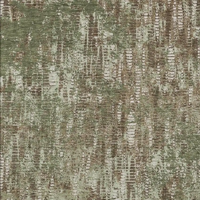 Olive Green And Graphite Abstract Washable Indoor Outdoor Area Rug Photo 3