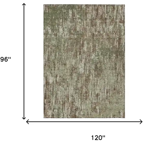 Olive Green And Graphite Abstract Washable Indoor Outdoor Area Rug Photo 7