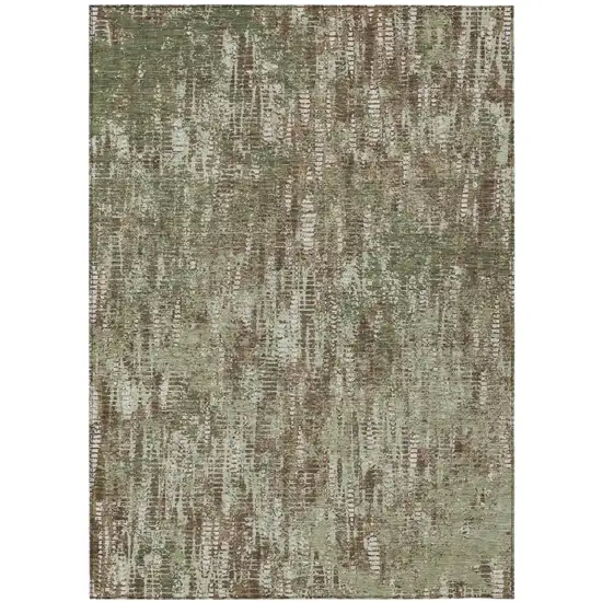 Olive Green And Graphite Abstract Washable Indoor Outdoor Area Rug Photo 2