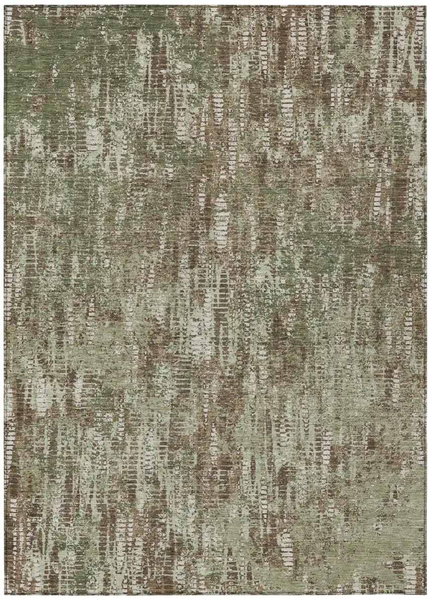 Olive Green And Graphite Abstract Washable Indoor Outdoor Area Rug Photo 2